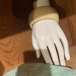 Vintage Wide Cream Hard Plastic Bracelet